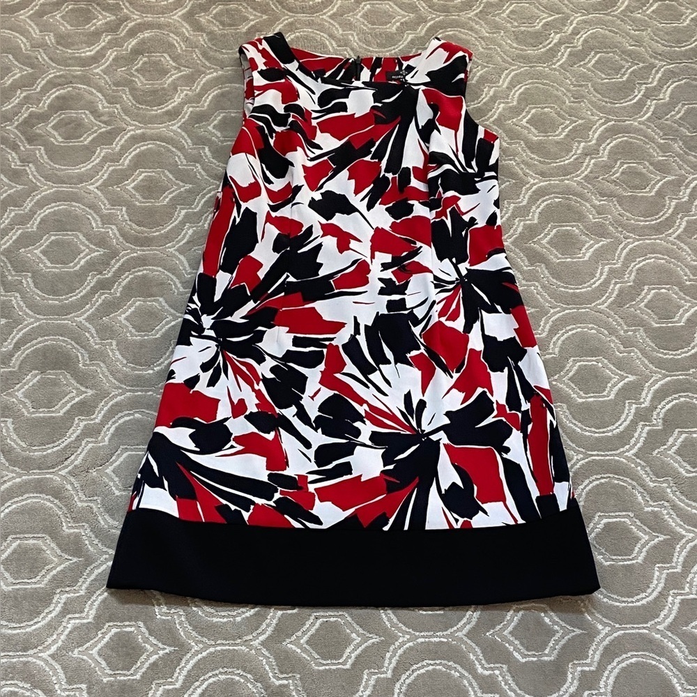 Vibrant Abstract Red and Black Mini Dress by Ronnie Nicole Chic, Classy. - Picture 3 of 10